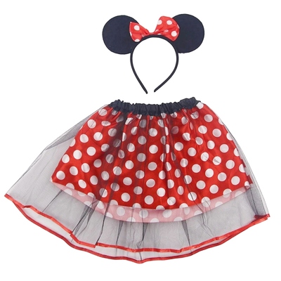 Child Minnie Mouse Skirt and Headband Costume Set