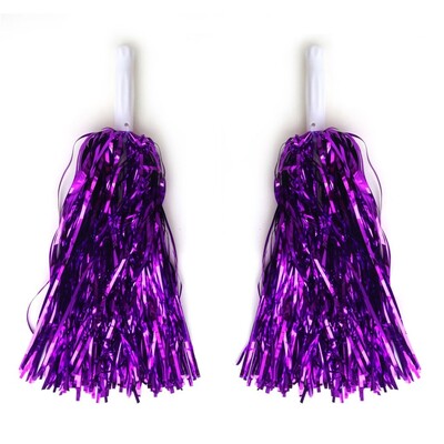 Metallic Purple Cheerleader Pom Poms Pk 2