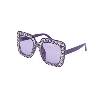 Purple Square Bling Festival Party Glasses