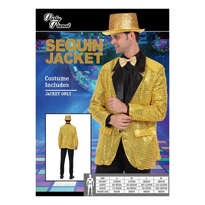Adult Gold Sequin Costume Blazer Jacket (Medium)