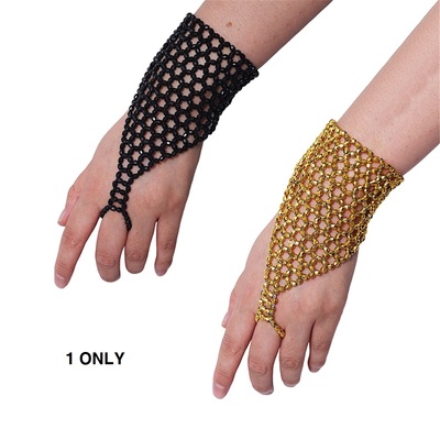 Black or Gold Gatsby Stretch Bead Glovelet (Pk 1)