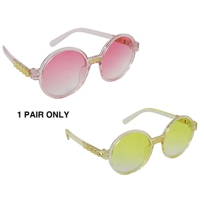 Yellow or Pink Hippie Hippy Glasses (Pk 1)