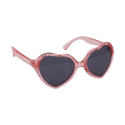 Pink Glitter Heart Shape Novelty Glasses