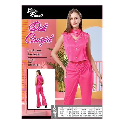Adult Pink Cowgirl Doll Suit & Scarf Costume (Medium)