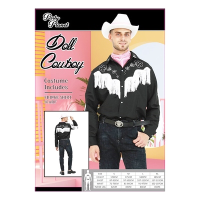 Adult Cowboy Doll Fringe Shirt & Scarf Costume (Medium)