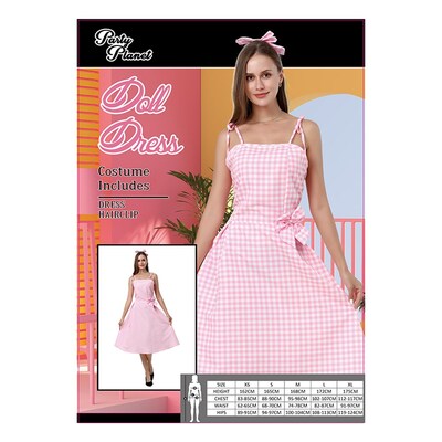 Adult Pink Gingham Doll Dress Costume (Large)
