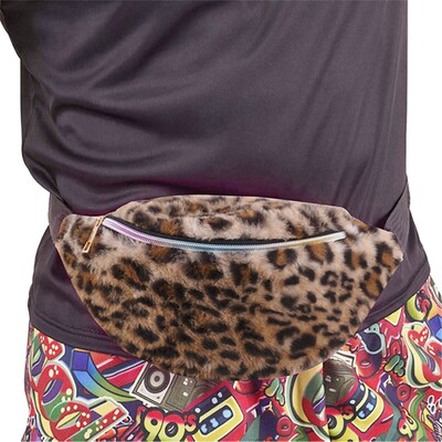 Plush Furry Leopard Print 1980s Costume Bum Bag
