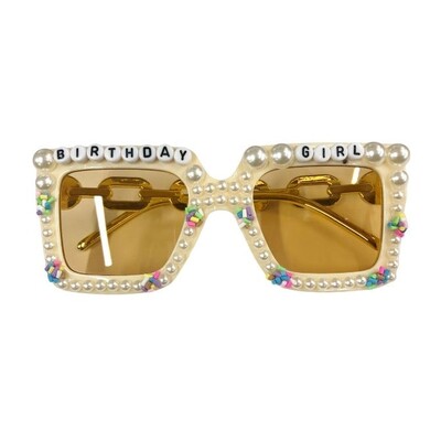 Pearl Decorated Birthday Girl Eye Glasses
