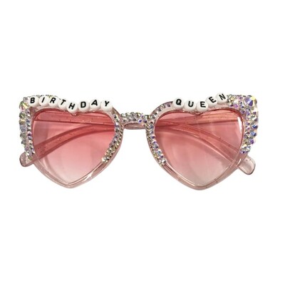 Diamante Decorated Birthday Queen Heart Glasses
