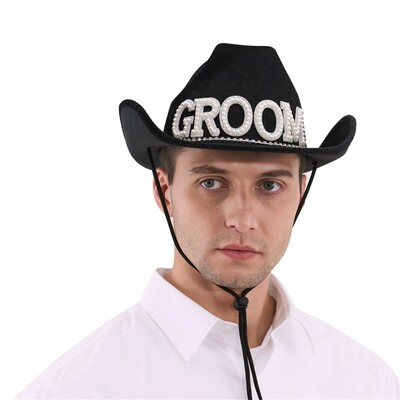 Black Groom Bucks Night Bling Cowboy Hat