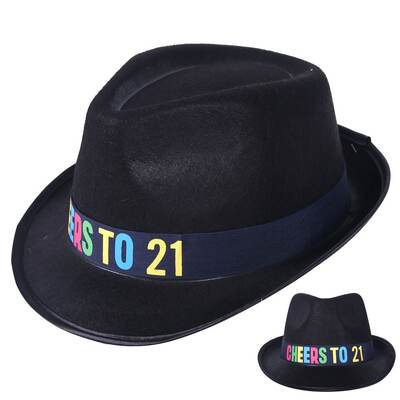 Black Fedora Hat 21st Birthday Cheers