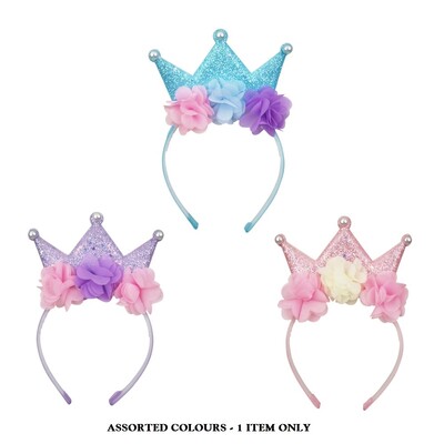 Princess Tiara Headband With Flowers Assorted Pk 1