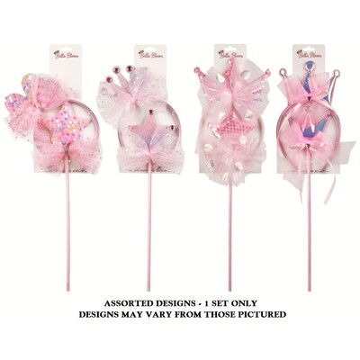 Princess Tiara Headband & Wand Set Assorted Pk 1