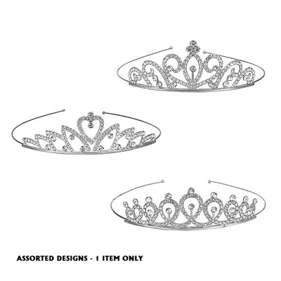 Metal Princess Tiara With Diamantes Assorted Pk 1