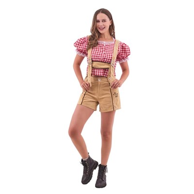 Adult Brown Oktoberfest Beer Maid Lederhosen Costume Medium