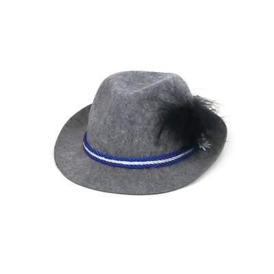Oktoberfest German Grey Trenker Hat │ Bavarian Felt Hat with Feather Adult Costume Accessory