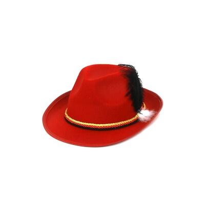 Oktoberfest Red Trilby Hat │German Bavarian Trenker Hat Adult Costume Accessory