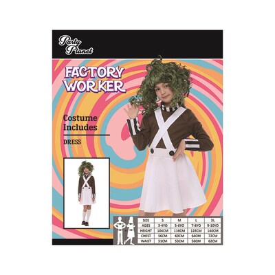 Child Factory Worker Girl Costume (Medium, 5-6 Yrs)