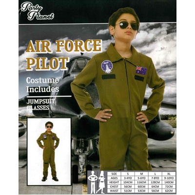 Child Airforce Pilot Costume (Large, 7-8 Yrs)