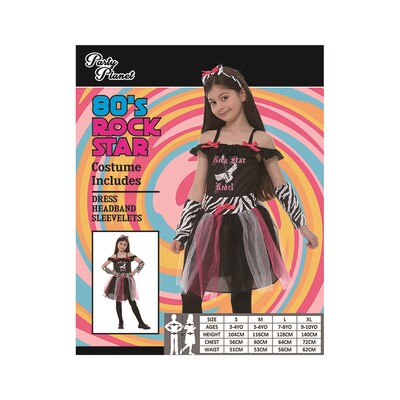 Child 80's Rock Star Girl Costume (Large, 7-8 Yrs)