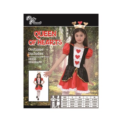 Child Red Queen Of Hearts Costume (Medium, 5-6 Yrs)