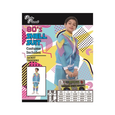 Child 80s Blue Shell Tracksuit Costume (Large, 7-8 Yrs)