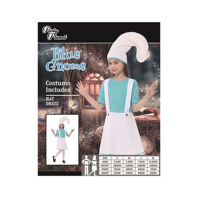 Child Miss Blue Gnome Costume (Medium, 5-6 Yrs)