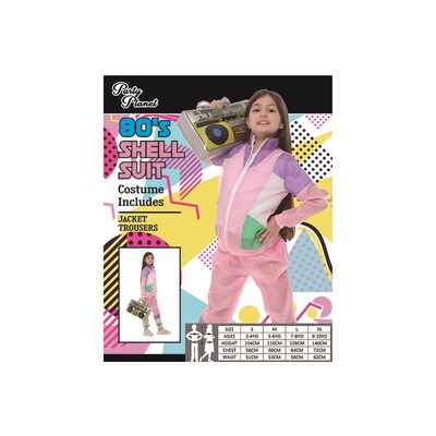 Child 80s Pink Shell Tracksuit Costume (X Large, 9-10 Yrs)
