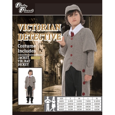 Child Victorian Detective Sherlock Costume (Medium, 5-6 Yrs)