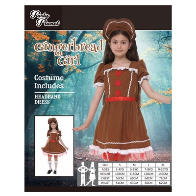 Child Gingerbread Girl Costume (Medium, 5-6 Yrs)