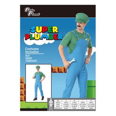 Adult Green Super Plumber Costume (Large)