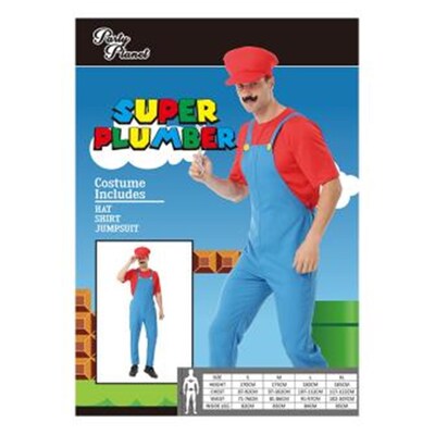Adult Red Super Plumber Costume (Large)