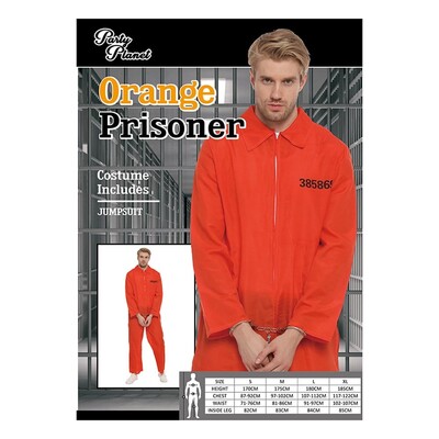 Adult Orange Prisoner Jumpsuit Costume Mens Large