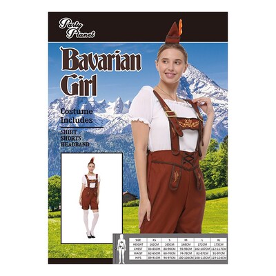 Adult Oktoberfest Bavarian Girl Lederhosen Costume (Large, 16-18)