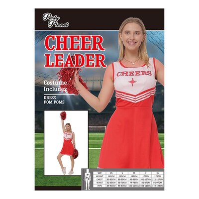 Adult Red Cheer Leader Costume (Medium, 12-14)