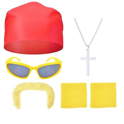 80's Wrestler Costume Accessory Dress Up Kit 5 Pieces