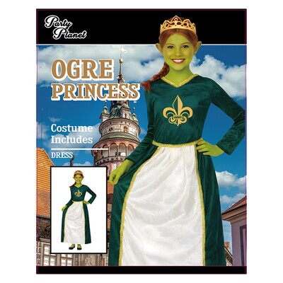Green Ogre Princess Kids Costume Dress | Size Large 7–8 Years Fairytale Dress Up