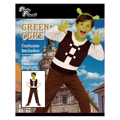 Green Ogre Kids Costume 4 Piece Set | Size Large 7–8 Years Dress Up Outfit
