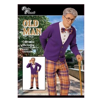Adult Old Man Costume 2 Piece Set | XL Size Grandpa Fancy Dress Outfit