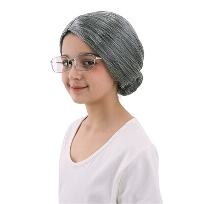 Little Old Lady Wig Grey Bun Style | Adult & Kids Costume Wig