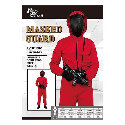 Adult Masked Guard Red Jumpsuit Costume (Medium)