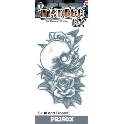 Tinsley Prison Skull and Roses Temporary FX Tattoo