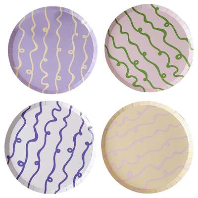 Ginger Ray Pastel Wave Large Paper Plates Pk 8