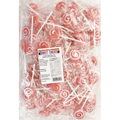 Pink & White Spiral Swirl Flat Lollipops 8g (1kg)