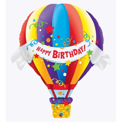 Hot Air Balloon Happy Birthday Foil Supershape Balloon (42in, 107cm)