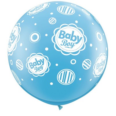 Blue Baby Boy 36in/90cm Standard Latex Balloons with Dots Pk 2