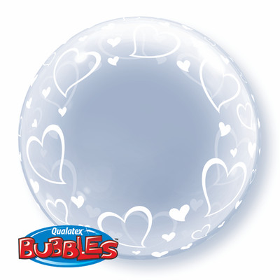 Balloon Deco Bubble Stylish Hearts 24in Pk1 