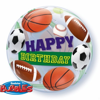 Bubble Balloon Birthday Sports Balls 22in Pk1
