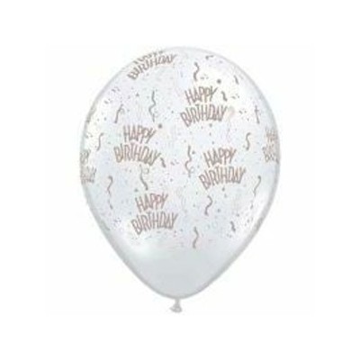 Happy Birthday Clear AOP Latex Balloons Pk 10