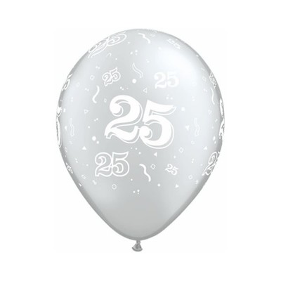 Metallic Silver 25 AOP Latex Balloons Pk 10 